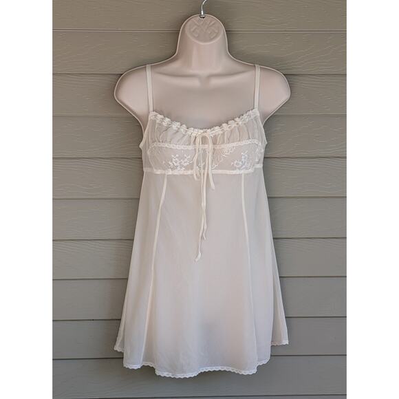 Victoria's Secret Other - VTG Victorias Secret Ivory White Silk Babydoll Chemise Sexy Fairy Whimsy Size M
